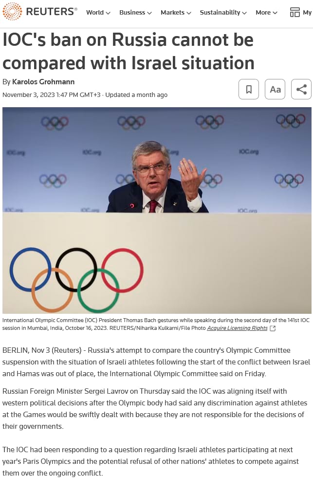 IOC ban on Russia: israel athletes participating at Olympics